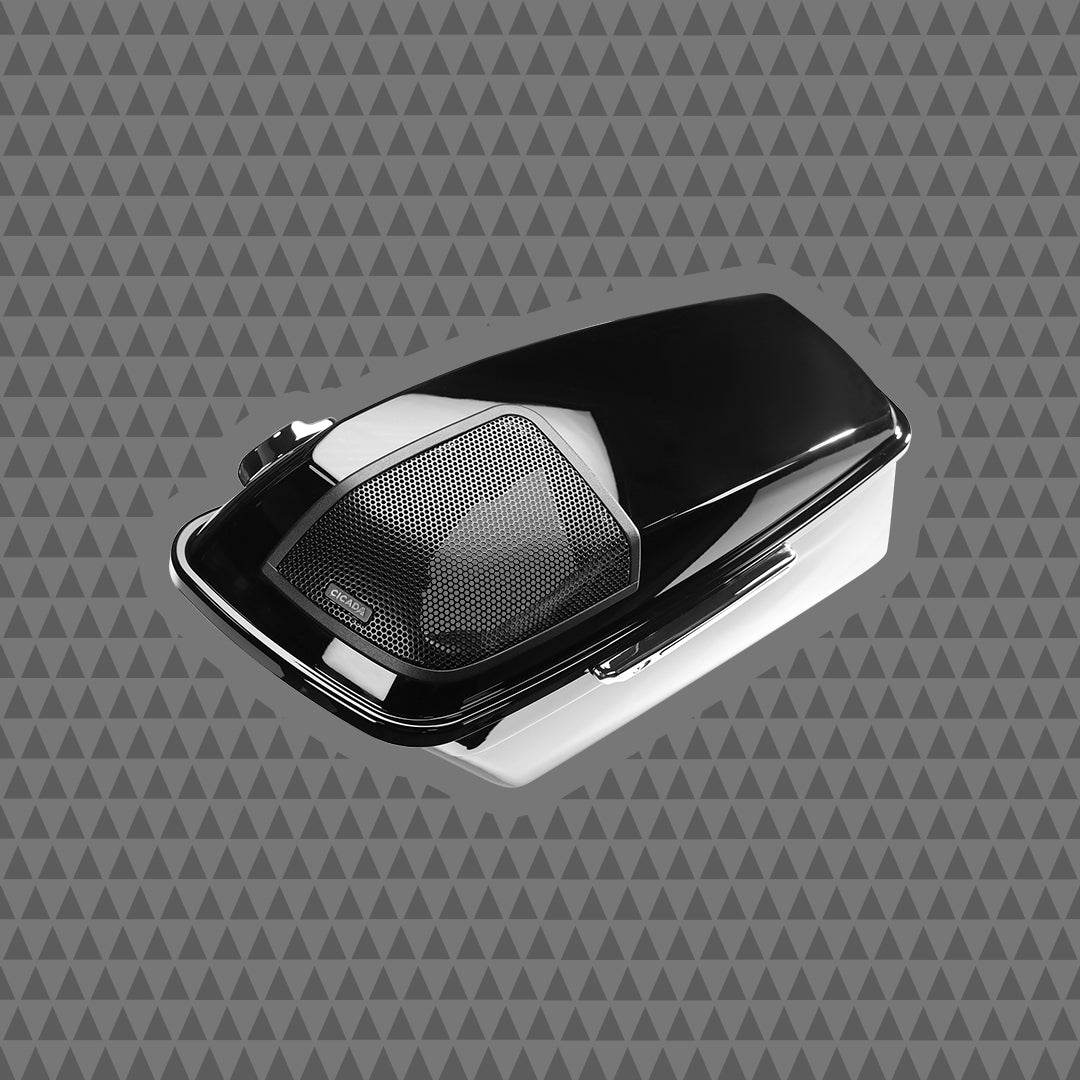 2014+ H-D® Black OEM Saddlebags W/10″ Mids Bass Rings & 6x9"Lid Kit Fully Assembled